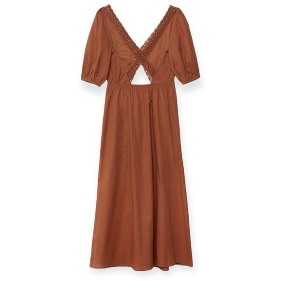 STRADIVARIUS | Camel | DRESS WITH CRISS-CROSS BACK - Picture 2 of 13